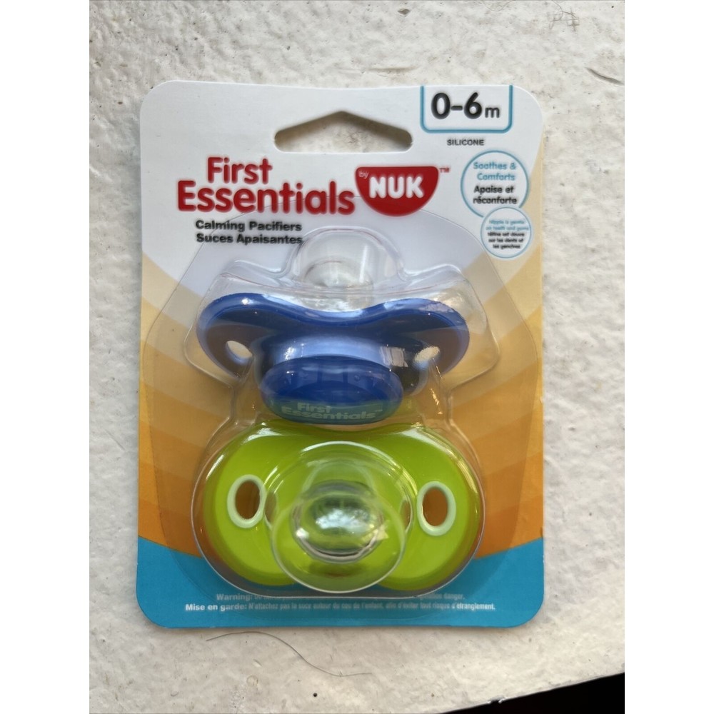 Gerber First Essentials Calming Pacifiers 0-6mo 2 per Pack Blue Green BPA Free